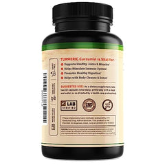 Nature's Base turmeric ginger label close-up highlighting BioPerine for absorption