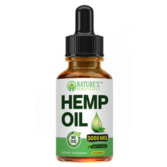 Nature's Beneficials dropper pours hemp oil for precise dosing.