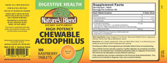 Nature's Blend Acidophilus bottle label close-up showing high potency formula