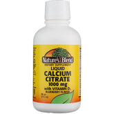 Nature's Blend calcium citrate blueberry liquid bottle with measuring cap for easy servings