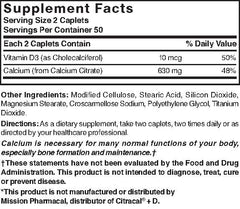 Nature's Blend Calcium Citrate with D3 label close-up – shows calcium and D3 details for bone support