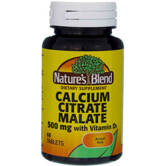 Nature's Blend bottle pour captures a two-tablet serving for calcium and vitamin D