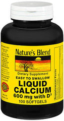 Nature's Blend Calcium Liquid bottle with D3, easy-to-swallow daily supplement.