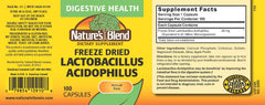 Nature's Blend capsules closeup highlighting 25 million bacteria per capsule.