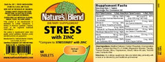 Nature's Blend NAT B Stress Formula label highlighting zinc and gluten-free formulation for daily use