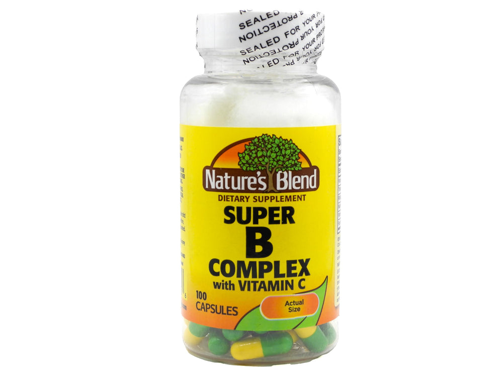 Nature's Blend Super B with C bottle front supports daily energy and immune health.