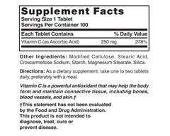 Nature's Blend Vitamin C 250 mg tablets displayed on store shelf for everyday use.