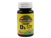 Nature's Blend Vitamin D 400 IU bottle showing 100 tablets for bone health support