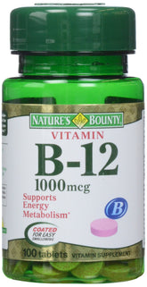 Nature's Bounty B-12 1000 mcg tablets bottle for daily nutrient support