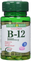 Nature's Bounty B-12 1000 mcg tablets bottle for daily nutrient support