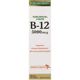 Nature's Bounty B-12 bottle pour showing easy-to-swallow tablets for daily energy support