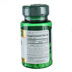 Side view of Nature's Bounty Biotin bottle highlighting compact packaging.