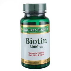 Nature's Bounty Biotin 5000mcg bottle front view for daily wellness support