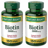 Nature's Bounty Biotin 5000 mcg softgel bottle front for daily hair and nail support