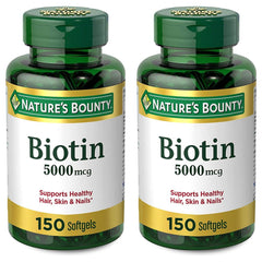 Nature's Bounty Biotin 5000 mcg softgel bottle front for daily hair and nail support