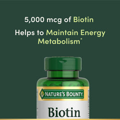 Nature's Bounty Biotin ingredient list showing non-GMO and gluten-free features
