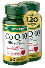 Nature's Bounty CoQ-10 Plus L-Carnitine softgels bottle front view for heart support