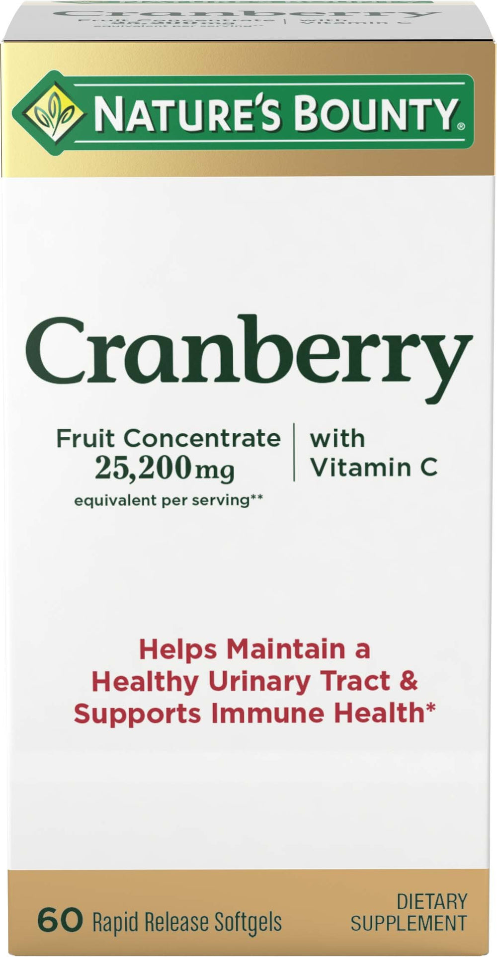 Nature's Bounty Cranberry Softgels bottle front with capsules for urinary health support