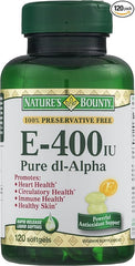 Close-up of Nature's Bounty E-400 IU softgels highlighting quick-release formula.