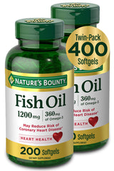 Nature's Bounty Fish Oil softgels bottle with odor-free omega-3 capsules for daily heart support