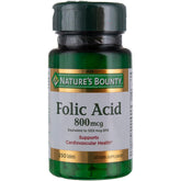 Nature's Bounty folic acid bottle front showing 800mcg strength for daily support