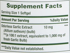 Nature's Bounty Garlic Extract 1000 mg cold-processed odor reduction in action