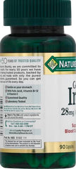 Close-up of Nature's Bounty Gentle Iron capsules for gentle digestion