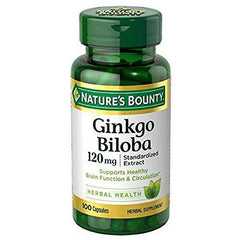 Nature's Bounty Ginkgo Biloba 120mg bottle, two-pack with 200 capsules, ready for daily use