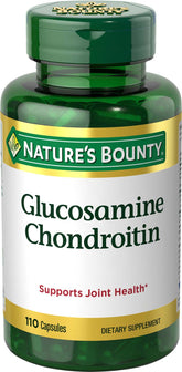 Nature's Bounty glucosamine chondroitin bottle pouring for joint support