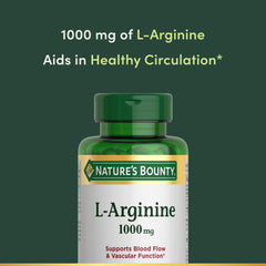 Nature's Bounty L-Arginine label close-up emphasizing vegetarian, non-GMO formula