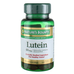 Nature's Bounty Lutein 40mg bottle promoting eye health with easy daily intake