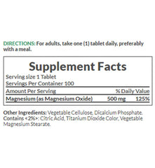 Nature's Bounty Magnesium 500 mg coated tablet, highlighting coating and sodium-free formula.