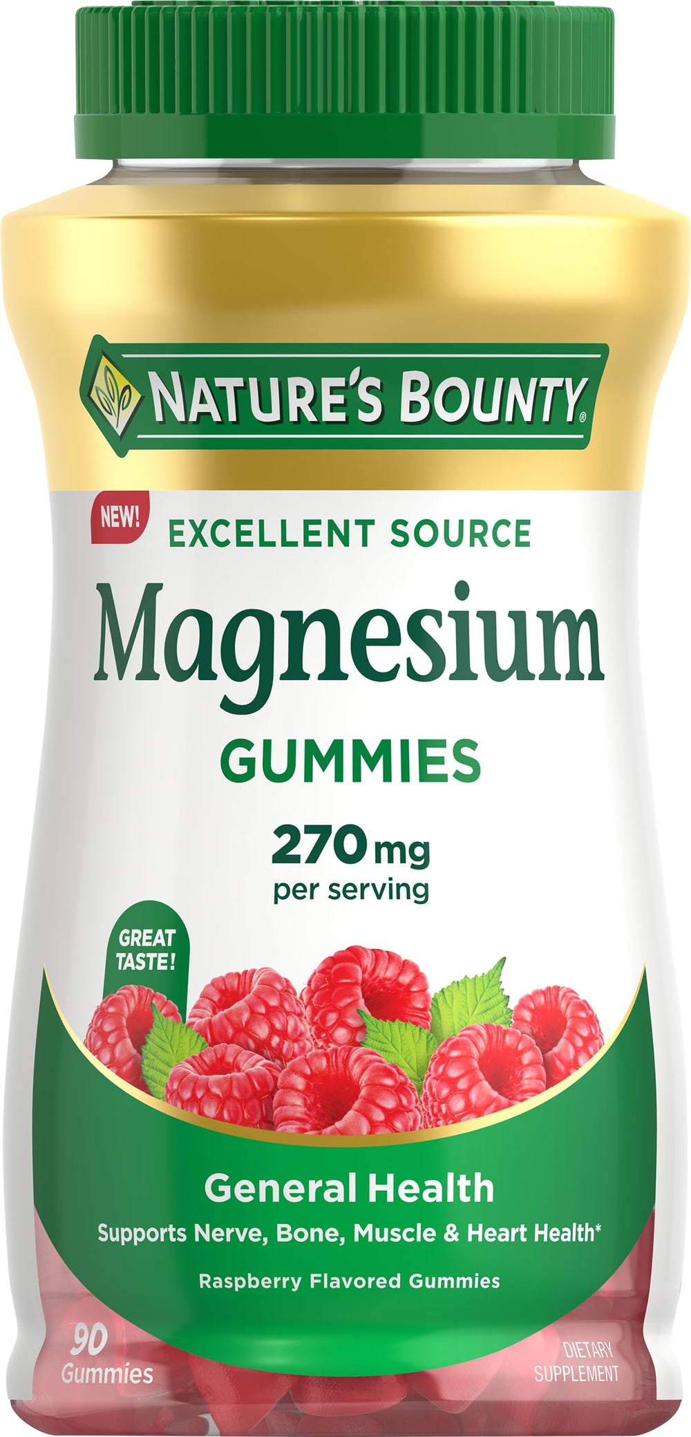Nature's Bounty Magnesium Citrate Gummies Raspberry bottle shown for daily wellness