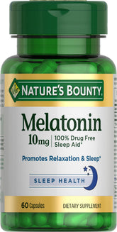 Nature's Bounty Melatonin bottle front view supports restful sleep