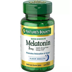 Nature's Bounty Melatonin quick-dissolve tablet under the tongue for cherry-flavored sleep support