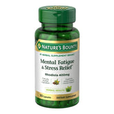 Nature's Bounty Mental Fatigue & Stress Relief bottle with capsules for daily stress support.