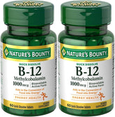 Nature's Bounty methylcobalamin B12 microlozenge bottle ready for daily use to support energy metabolism.