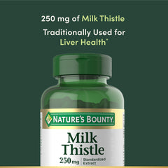 Nature's Bounty Milk Thistle capsules opened for tea preparation