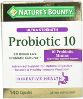 Nature's Bounty Probiotic 10 bottle front view supports daily digestive health.