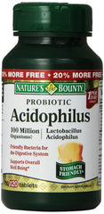 Nature's Bounty probiotic acidophilus tablets front view for daily digestive support.