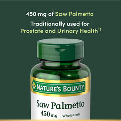 Nature's Bounty Saw Palmetto capsules taken with meals for routine use