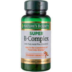 Nature's Bounty Super B Complex tablets front view for daily energy support