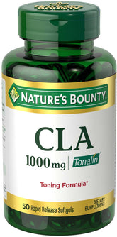 Nature's Bounty Tonalin 1000mg softgels bottle for daily CLA support.