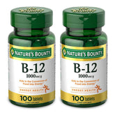 Nature's Bounty Vitamin B-12 1000 mcg bottle for energy metabolism support.