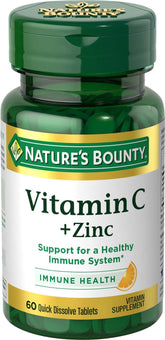Nature's Bounty Vitamin C + Zinc bottle for daily immune support.