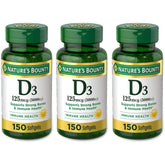 Nature's Bounty Vitamin D3 softgels bottle front, high-potency daily immune-support option.