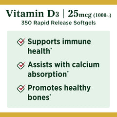 Nature's Bounty Vitamin D3 bottle packaging image shows consistent product quality.