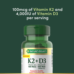 Nature’s Bounty label detail showing D3 and K2 amounts for transparency