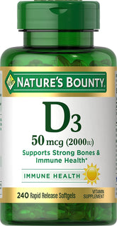Nature's Bounty Vitamin D3 softgels bottle for easy daily wellness support.