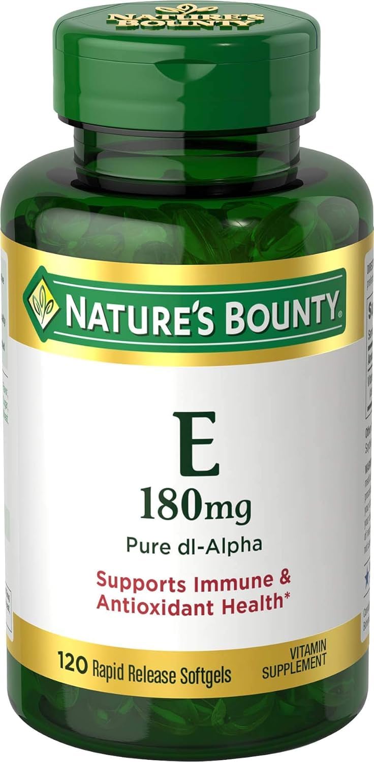 Nature's Bounty Vitamin E 400 IU DL-Alpha softgels for daily antioxidant support.